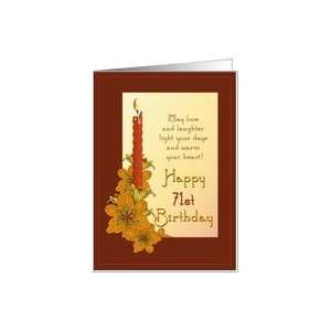  Happy 71st Birthday Tiger Lily and Red Candle Card Toys 
