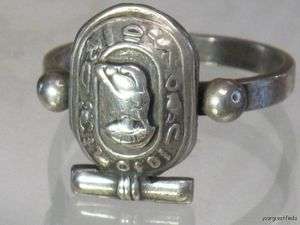 VINTAGE 925 STERLING SILVER EGYPTIAN REVIVAL CARTOUCHE RING  