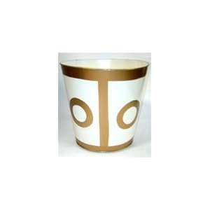   in Gold and Off White Wastebasket by Worlds Away WBGO