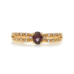 Alexandrite & Diamond Ring 18k Yellow Gold Size 6.5 