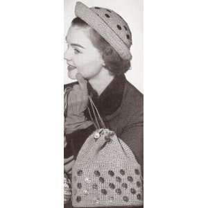  Vintage Crochet PATTERN to make   Hat Bag Drawstring Purse 