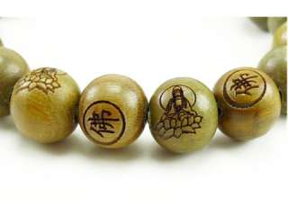   19 Green Sandalwood Carved Buddha Prayer Beads Mala Bracelet 7  