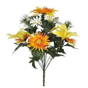   Artificial 18 Yellow/Orange Tiger Lily/Gerbera Bush