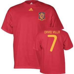  David Villa #7 Spain Soccer Youth adidas Red 2010 World 
