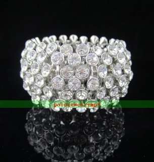 A80 Jewellery Silver plated crystal Bracelet Cuff  