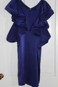 LANVIN for H&M Royal Bright Blue Purple Ruffle Sleeve Dress NWT 2 32 6 