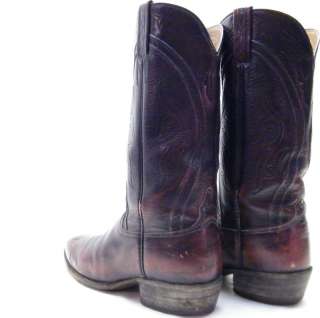   LUCCHESE BURGUNDY LEATHER COWBOY WESTERN BOOTS SZ 10.5~1/2 D  