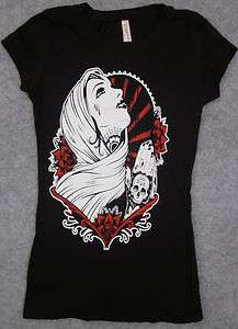 Day Of The Dead Catrina FATAL T shirt Womens Juniors S,M,L,XL Black 