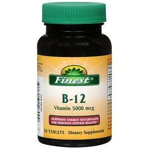  Finest Natural B12 5000 Mcg Tablets, 30 ea Health 