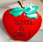 AJMC Red Enamel Apple SCHOOL IS COOL BROOCH PIN 1 3/4