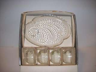 Federal Glass Snack Set Hospitality Homestead Wheat 4 plates 4 cups 