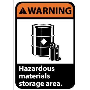 Warning, Hazardous Materials Storage Area (W/Graphic), 10X7, Adhesive 