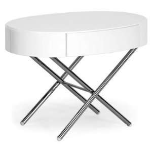   Coquille Modern Oval Coffee Table with Drawer   White