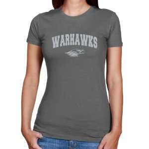  NCAA Wisconsin Whitewater Warhawks Ladies Charcoal Logo 