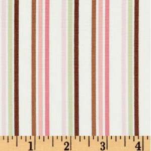  44 Wide Flutter Stripes Cream/Brown Fabric By The Yard 