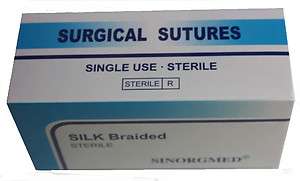 Suture silk Braided size 5/0 Non absorbable veterinary use box of 12 
