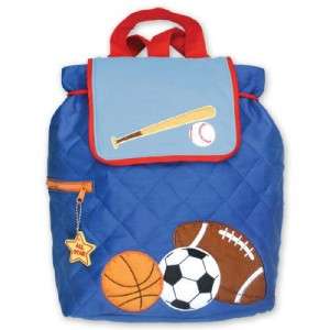 New Blue & Red Boys Sports Quilted Cloth Backpack School Book Bag Back 