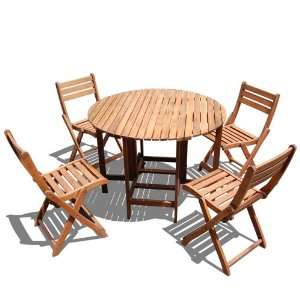   Outdoor Round Table and Folding Chair Dining Set Patio, Lawn & Garden