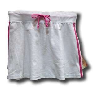 Steve and Barrys Fleece Sweat Sport Skirt White Pink side Stripes Size 