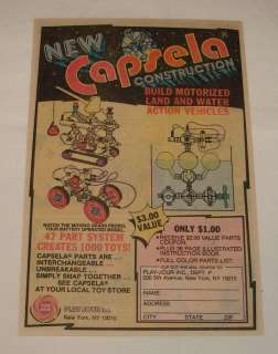 1982 New CAPSELA Construction toys cartoon ad  