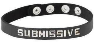 SUBMISSIVE WordBand Leather Band Collar   ADJUSTABLE SNAPS  