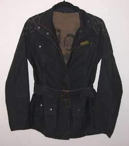 Vintage Barbour International Waxed Linen Jacket Black US 8 UK 12 EU 