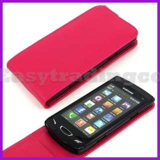 Flip Leather Case Cover Samsung S8530 Wave II Hot Pink  
