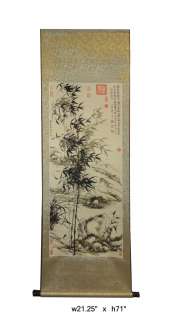 Chinese Print Ink Brush Bamboo Tree Scroll Painting fs177  