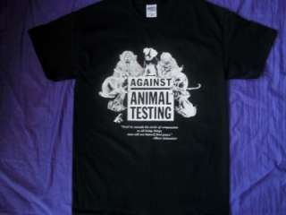Against Animal Testing Animal Rights Black Crew T Shirt FREE US 