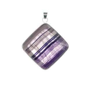  Pendants   Flourite Square Inlay Silver Plated Base Metal 