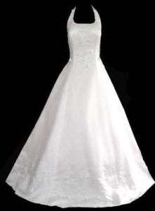 New A Line Halter Wedding Gown Dress sz 16 Light Ivory  