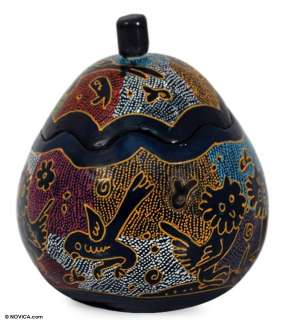 MAGIC FOREST Lacquered Gourd Box Mexico Olinala Art Other Home 