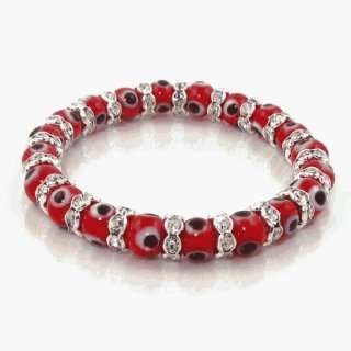 LOVE & LUCKY Evil Eye Bracelet with Zirconia Rondelles, 8mm Red Glass 