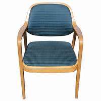 Knoll Don Petitt 1105 Side Chair Bent Oak Wood Blue  