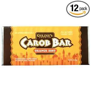 Goldies Premium Carob Bars, Orange Zest, 3 Ounce Bars (Pack of 12 