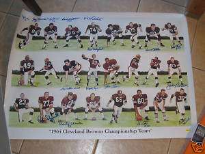   Cleveland Browns NFL Team signed Lithograph Jim Brown Warfield  