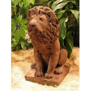 LION King of the Jungle MALE Cat STATUE 18.5 Weathered Bronze GREEN 