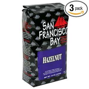   Bay Premium Gourmet Coffee, Hazelnut Coffee 12 Ounce Bags (Pack of 3