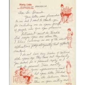    Marty Links Hand Signed Letter Psa Coa Emmy Lou