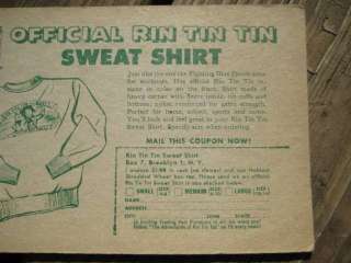 Vintage 1956 RIN TIN TIN Sweat Shirt Offer, Nabisco  