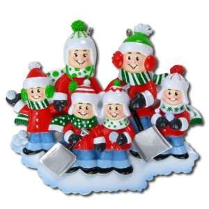  2487 Snow Shovel Family of 6 Personalized Christmas 