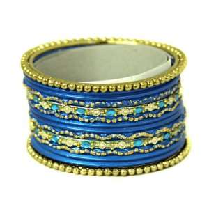  BombayFashions Blue Gold Gemstone Designer Indian Bangles 