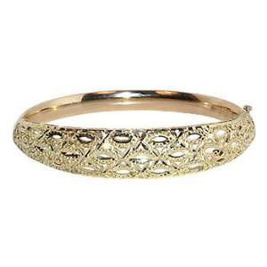  10 KT Gold Bangle Diamond Cut Filigiree Bangle Bracelet 