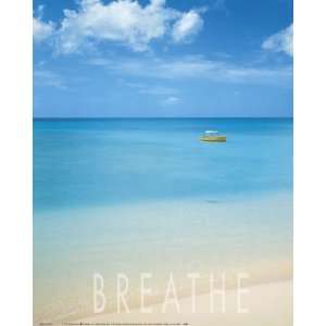  Breathe Tropical Ocean Beach Scenic Poster Print 20 x 16 