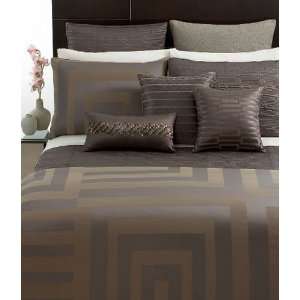  Hotel Collection Columns Full/Queen Duvet Cover Brown/Grey 
