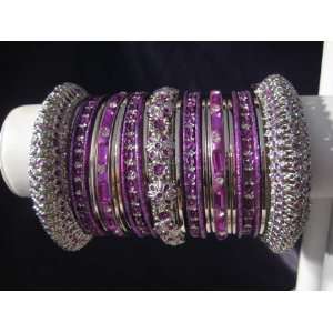 Indian Bridal Collection Panache Indian Purple Bangles Set in Silver 