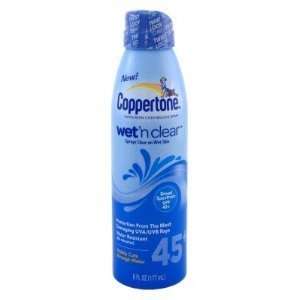  Coppertone Continuous SPF#45+ Spray Wet N Clear 6 oz 