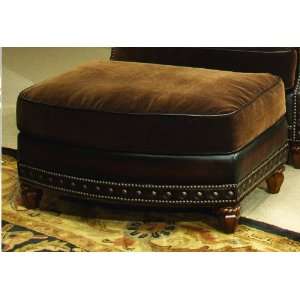Aico Vizcaya Fabric/Leather Chair Ottoman   37875 BROWN 58  