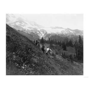  People on Horses in Mt. Rainier National Park Photograph 
