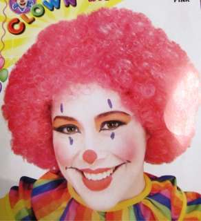 Clown Pink Afro Clown Adult Costume Wig NEW  